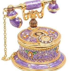 Hand Painted Trinket Box Telephone jewerly Gift
